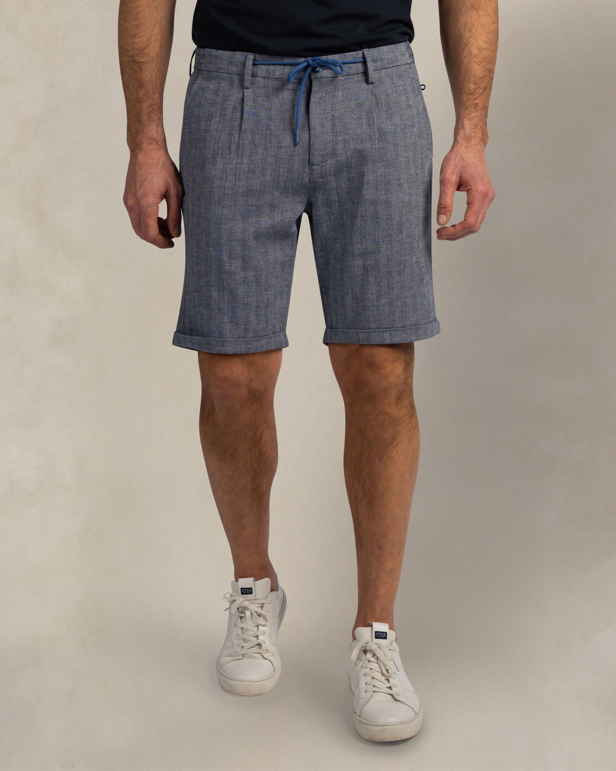 Dunkelblaue Leinenmix-Chino-Shorts Dunkelblaue Leinenmix-Chino-Shorts