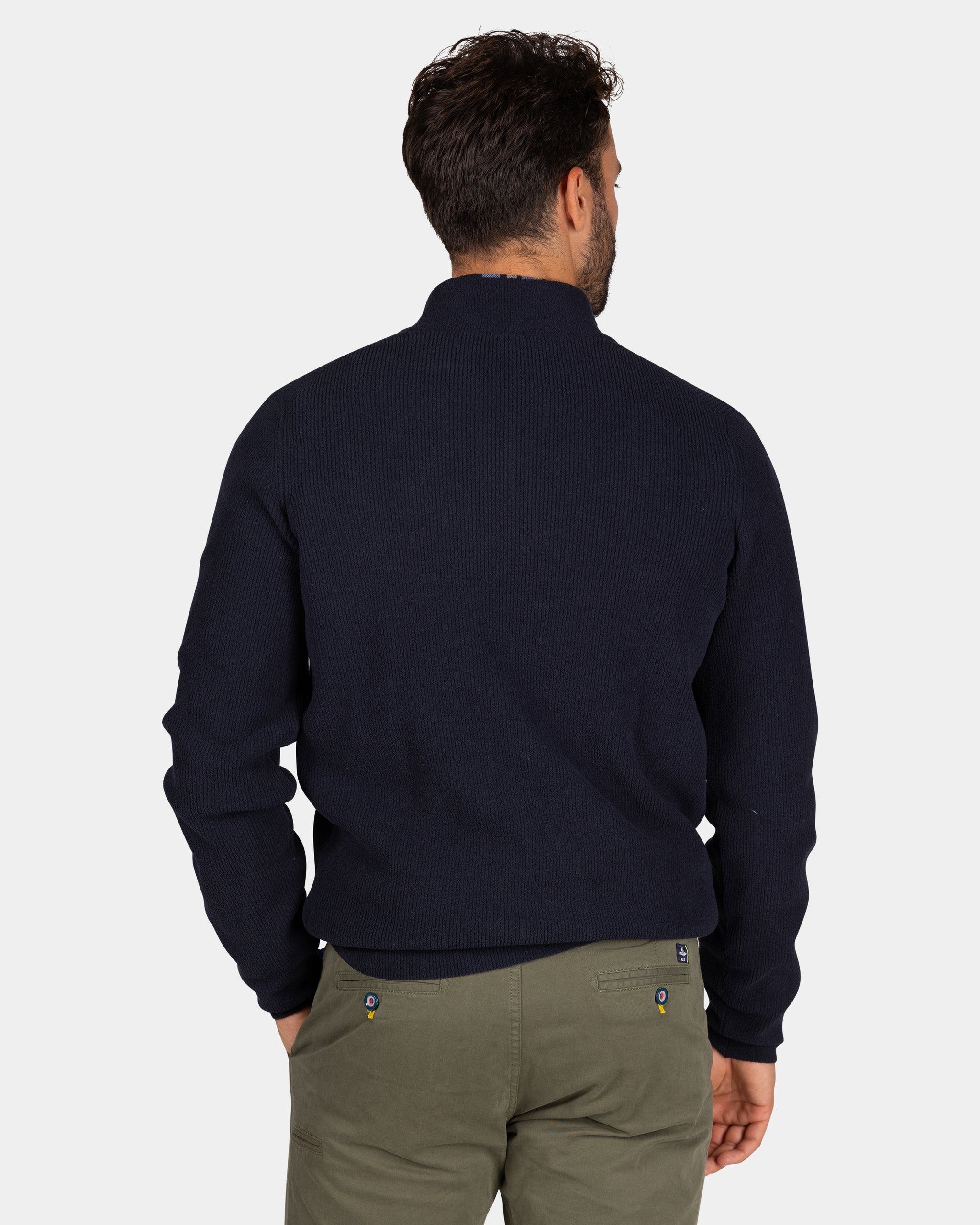 Dunkelblauer Chenille-Pullover mit halbem Reißverschluss - Winter Navy Dunkelblauer Chenille-Pullover mit halbem Reißverschluss - Winter Navy