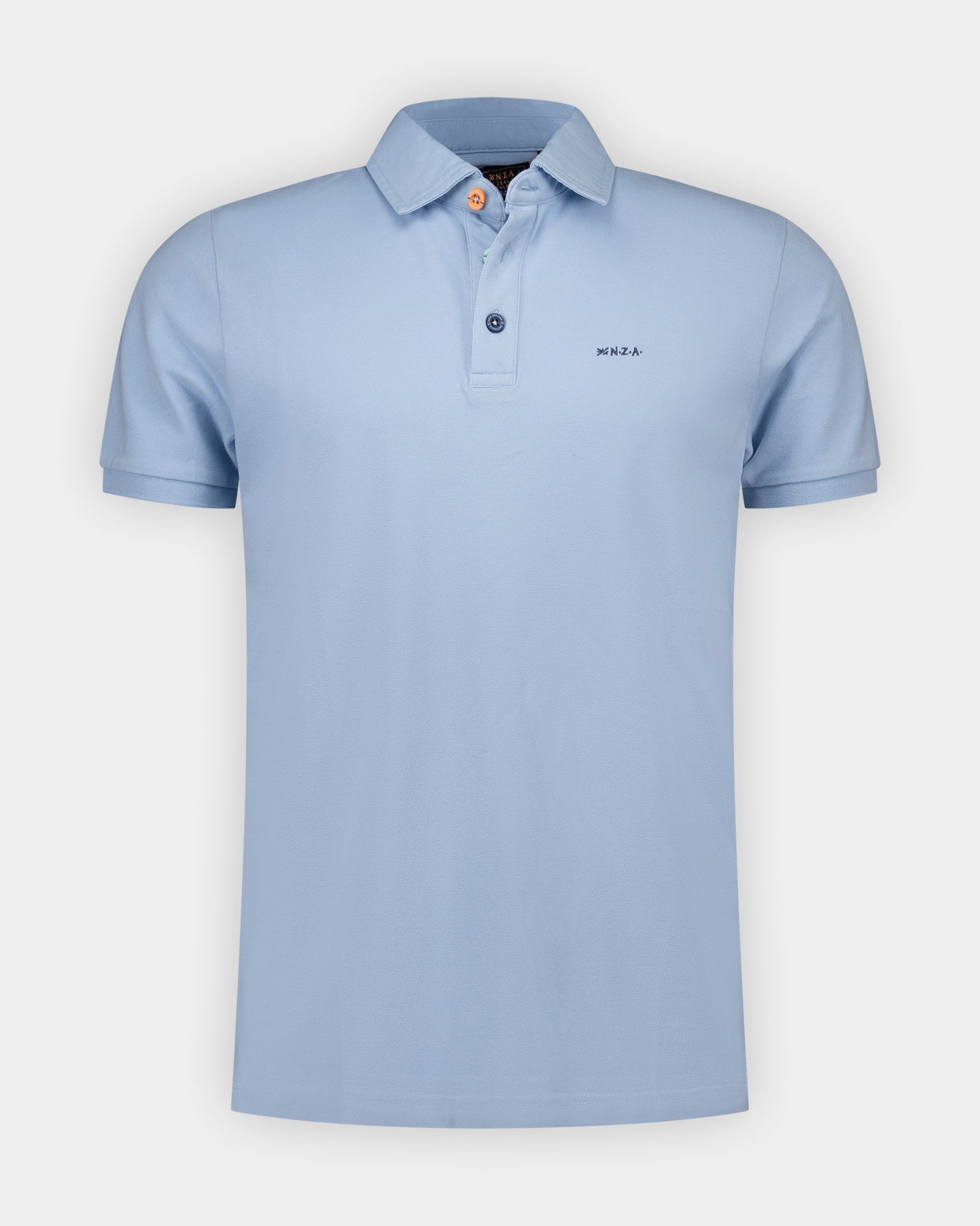 Hellblaues Baumwoll-Stretch-Poloshirt Hellblaues Baumwoll-Stretch-Poloshirt