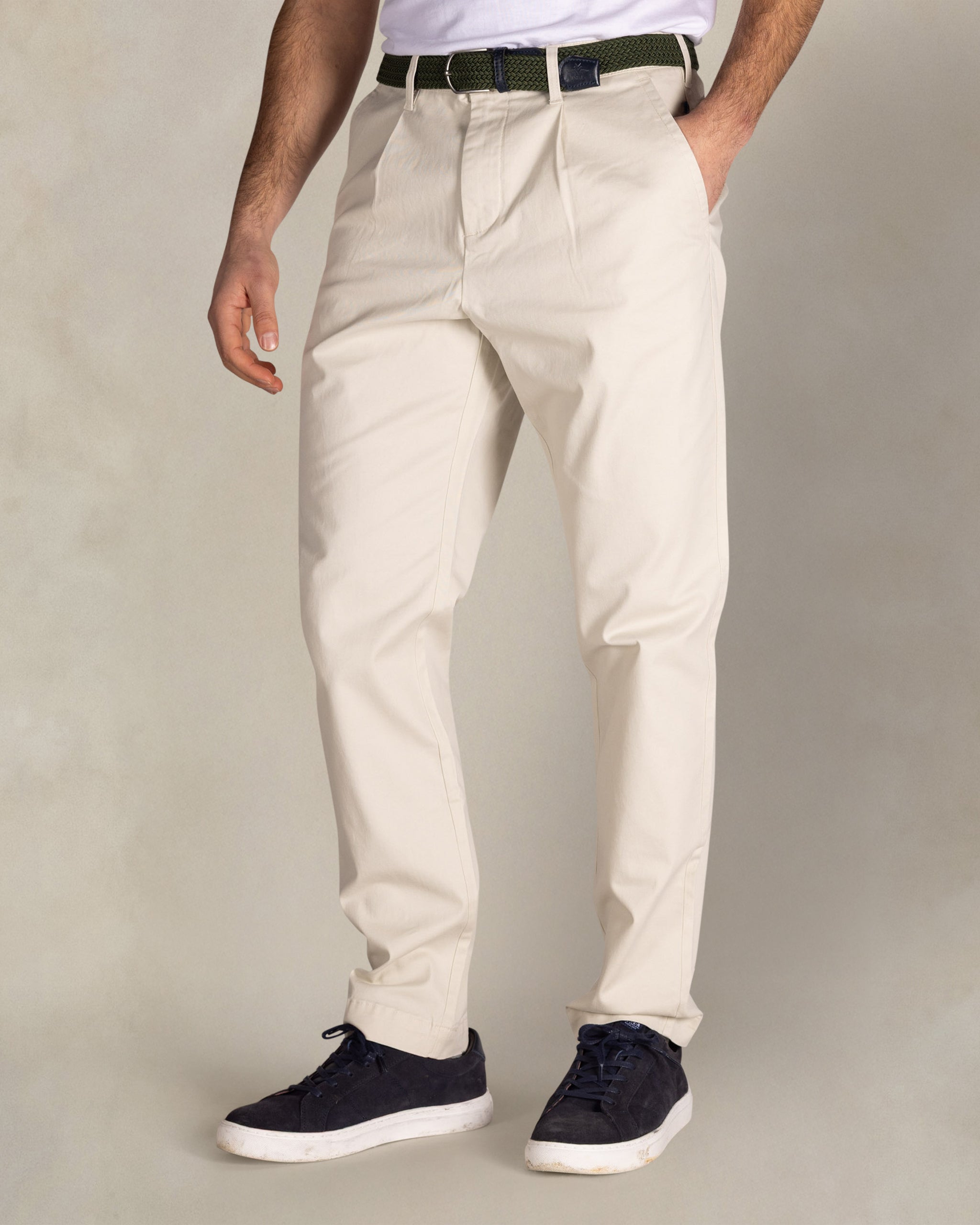 Ecru katoenen stretch broek Ecru katoenen stretch broek