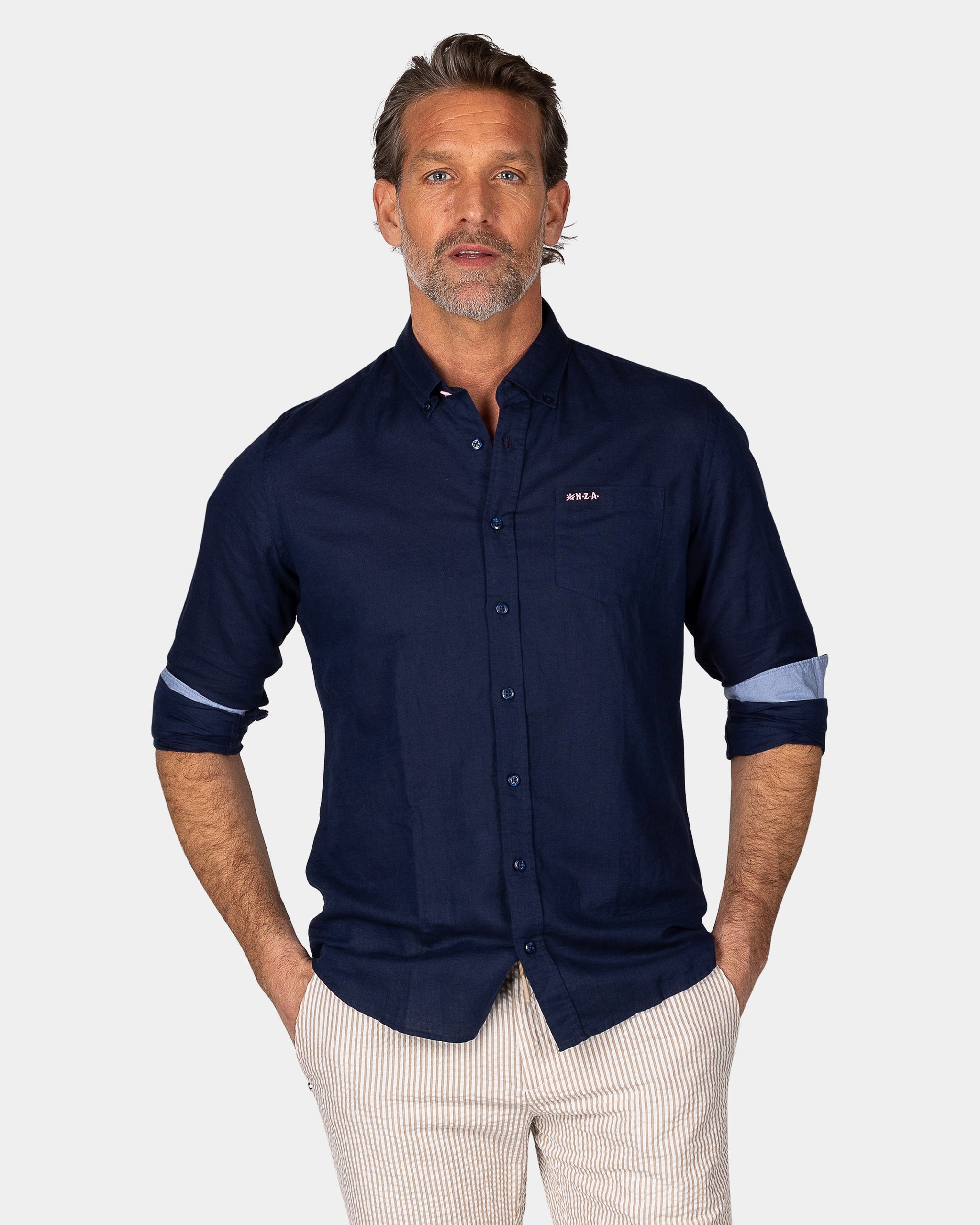 Linen Navy Long Sleeve Shirt Linen Navy Long Sleeve Shirt