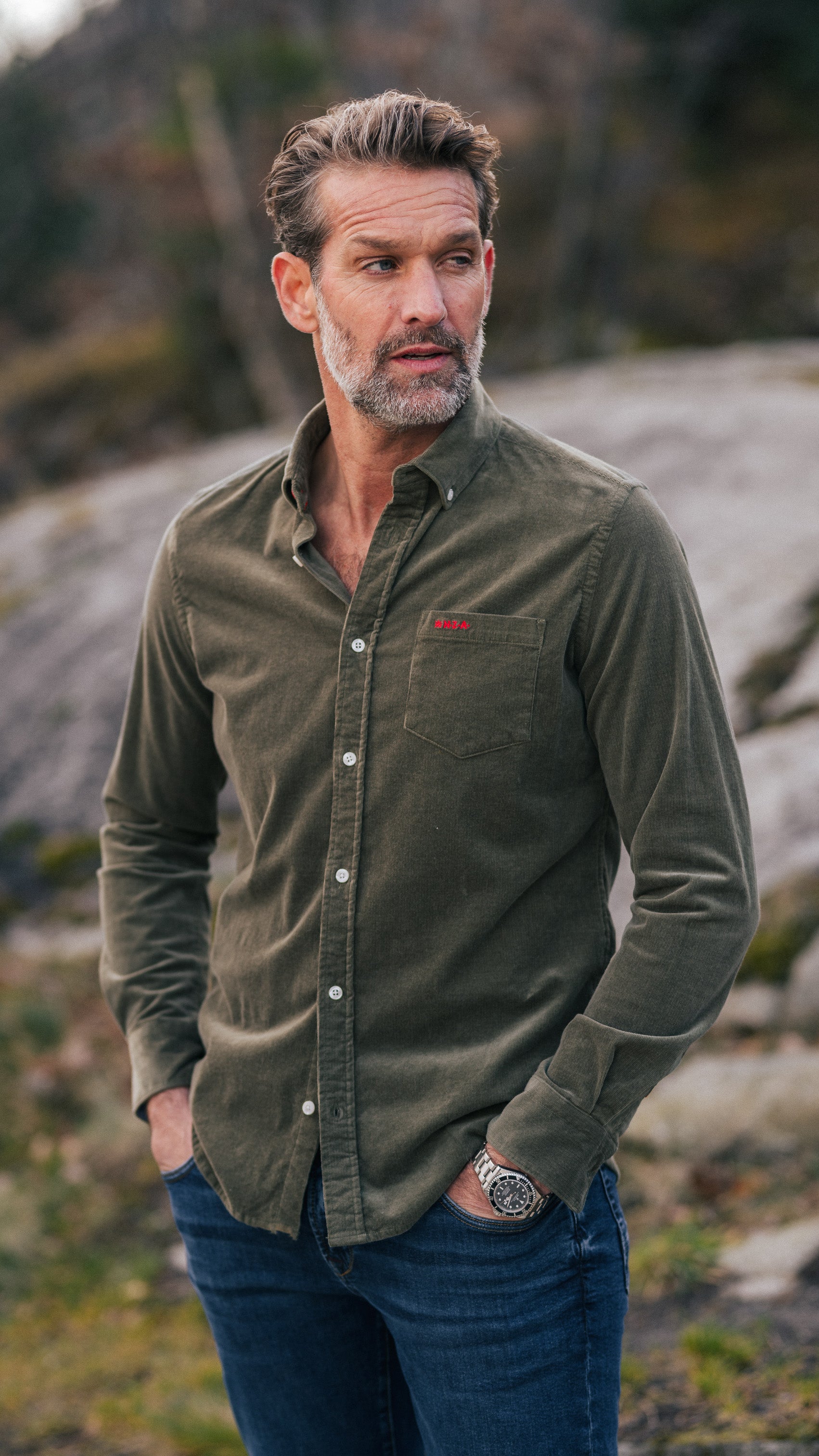 Dark green corduroy shirt - Gravel Green | NZA New Zealand Auckland Dark green corduroy shirt - Gravel Green | NZA New Zealand Auckland