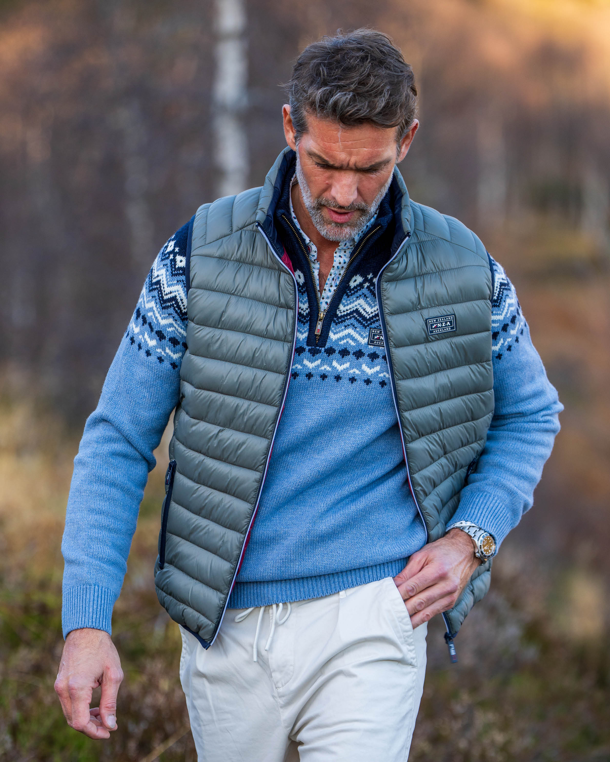 Blauwe wollen half zip pullover | NZA New Zealand Auckland