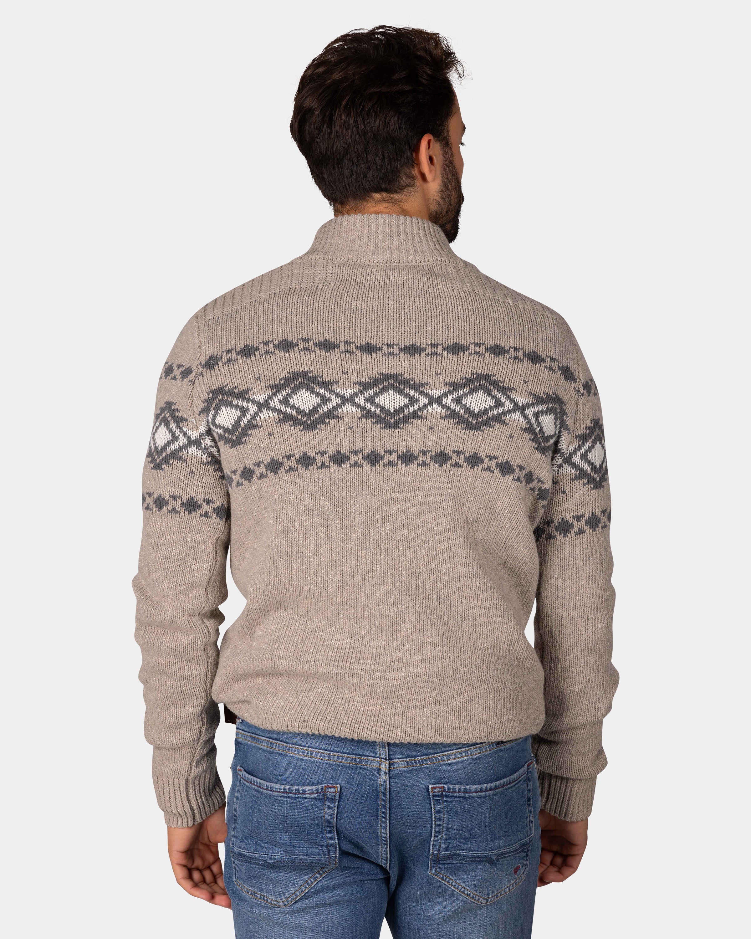Bruine pullover met knopen en zwart motief - Chestnut | NZA New