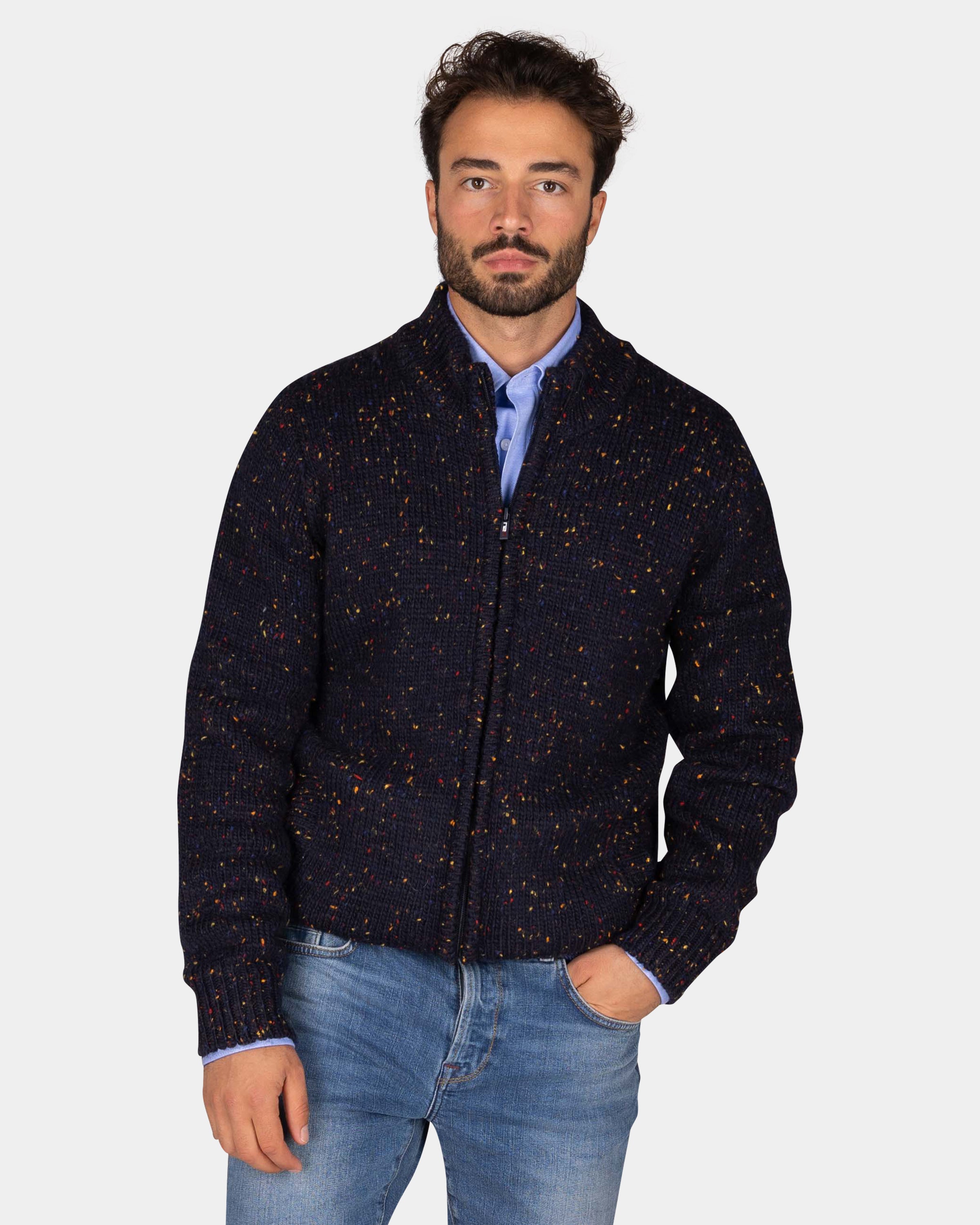 Gemêleerd donkerblauw wollen vest - Winter Navy | NZA New Zealand