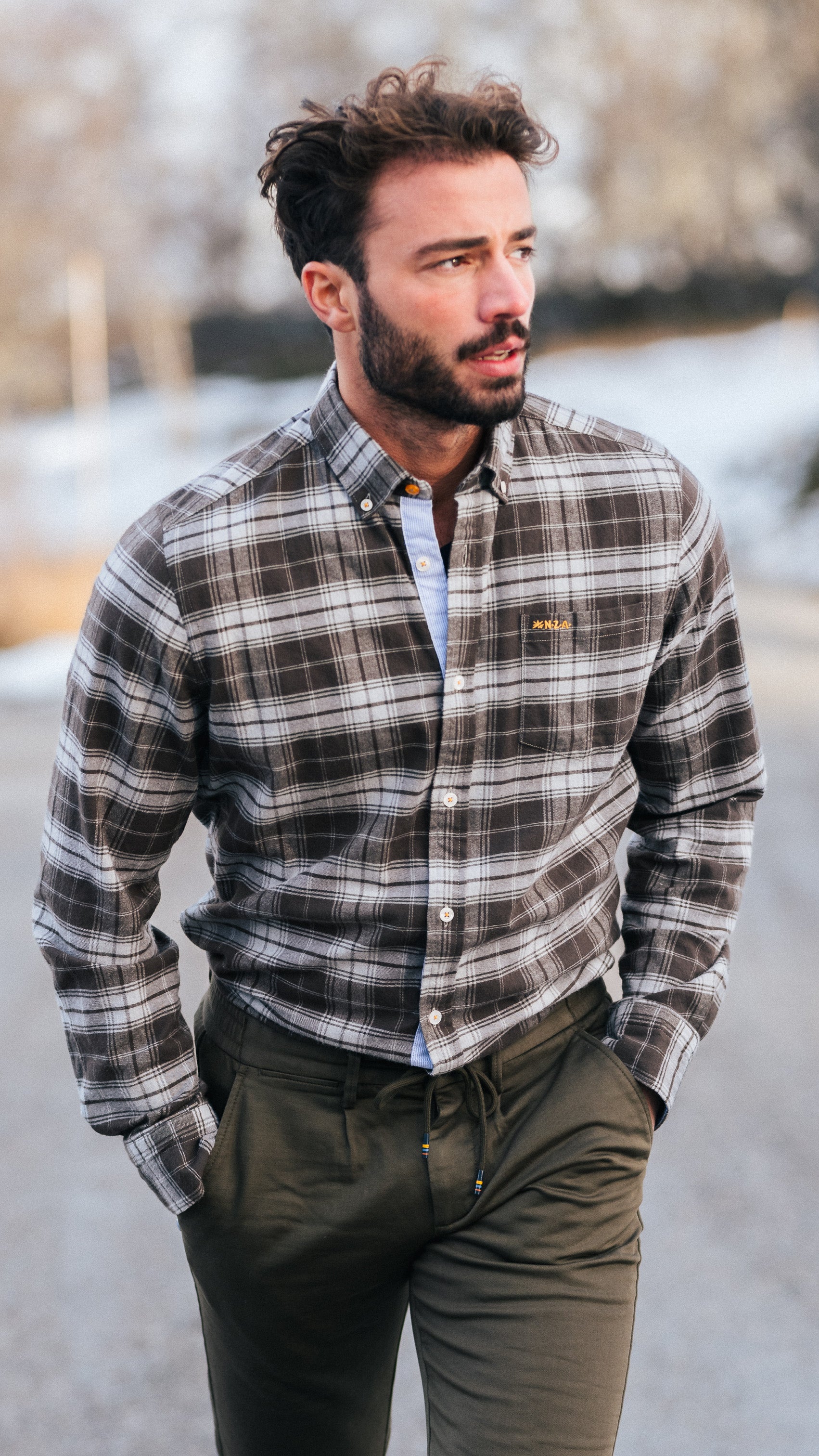 cale カル 24SS TASMANIA WOOL CHECK SHIRT Cale Wool Check Shirt Grey | HAVEN
