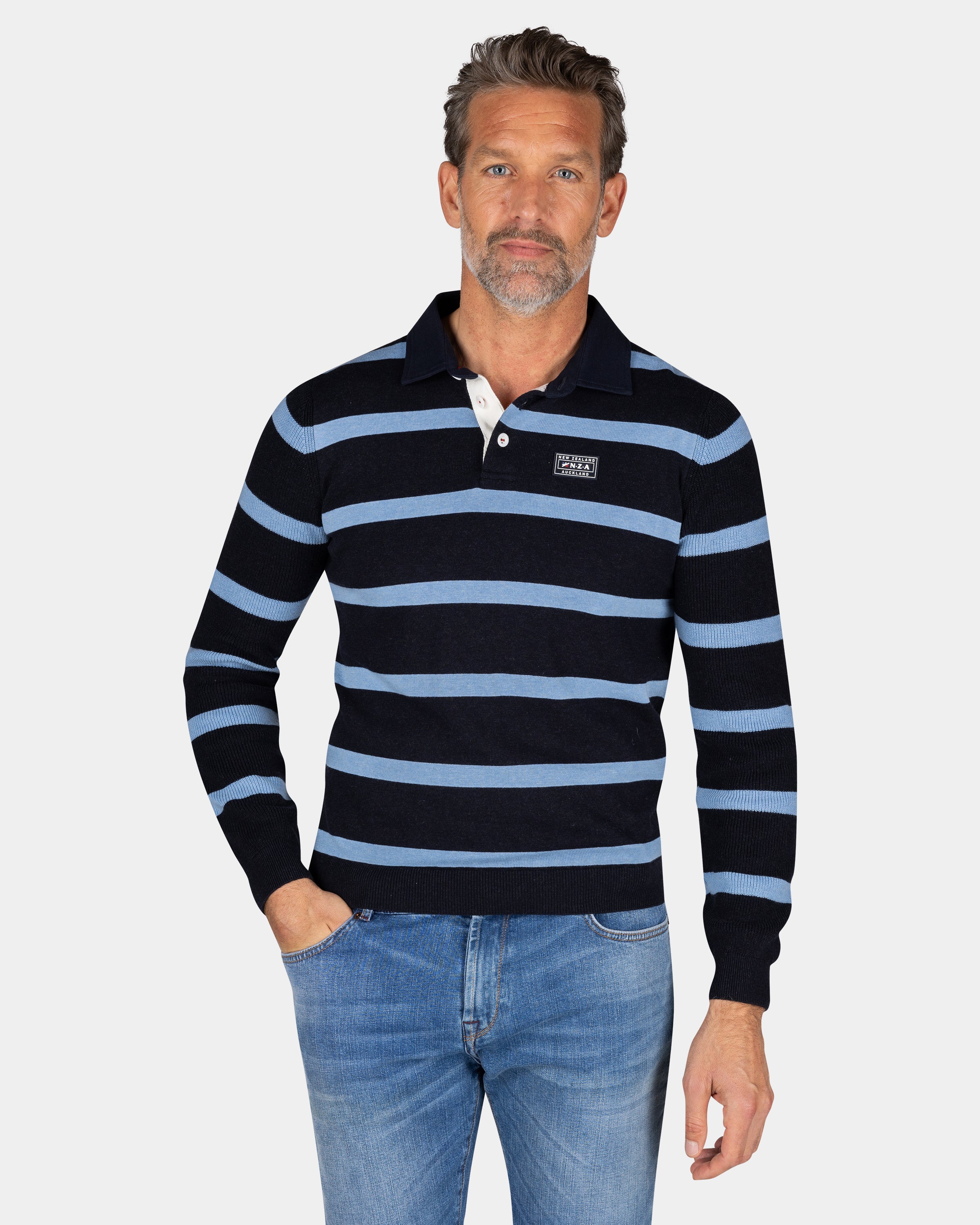 Dark blue striped rugby shirt - Winter Navy | NZA New Zealand Auckland