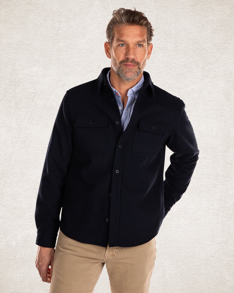 Navy long sleeved overshirt - Pitch Navy | NZA New Zealand Auckland