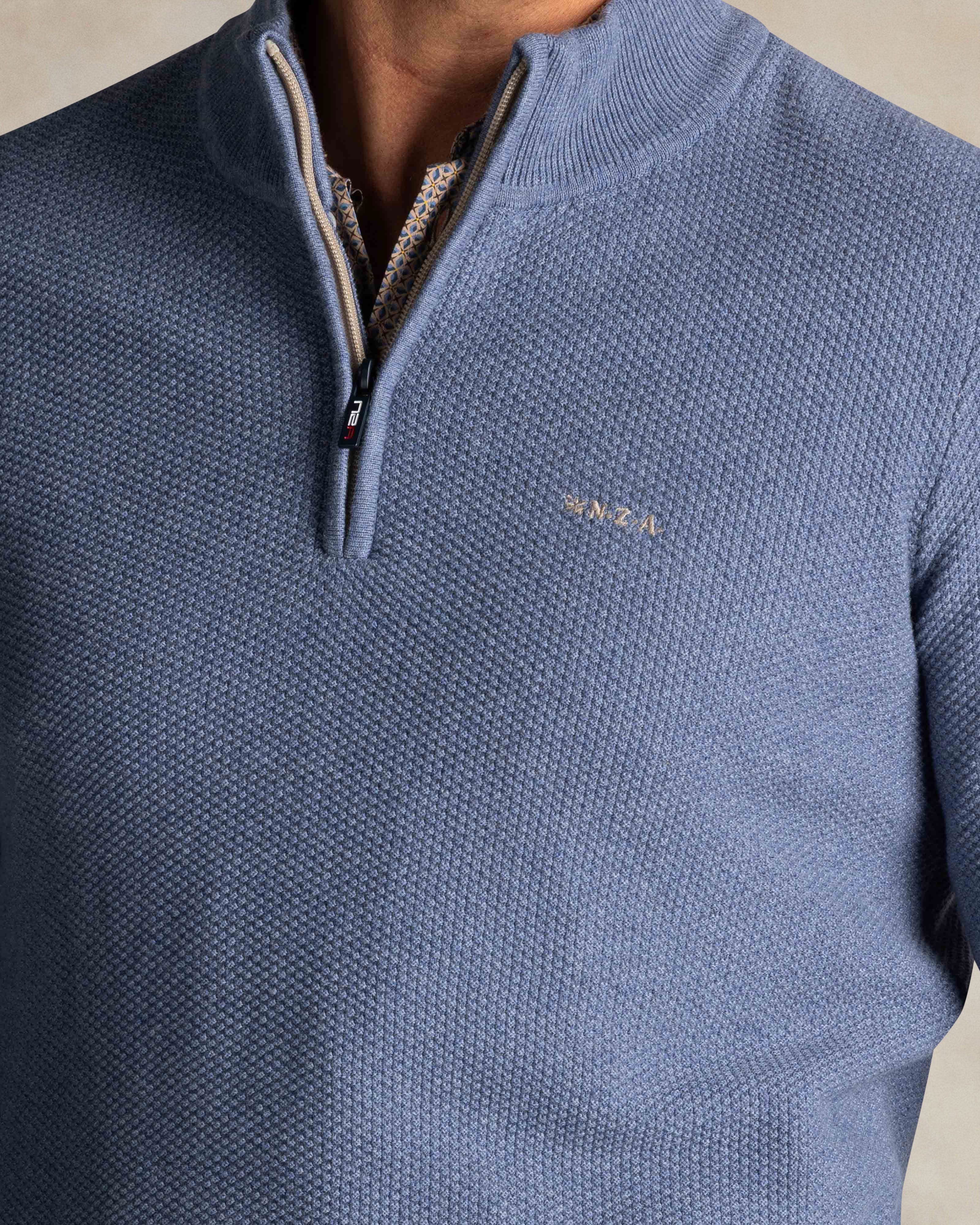 Blauwe katoenen half zip trui | NZA New Zealand Auckland
