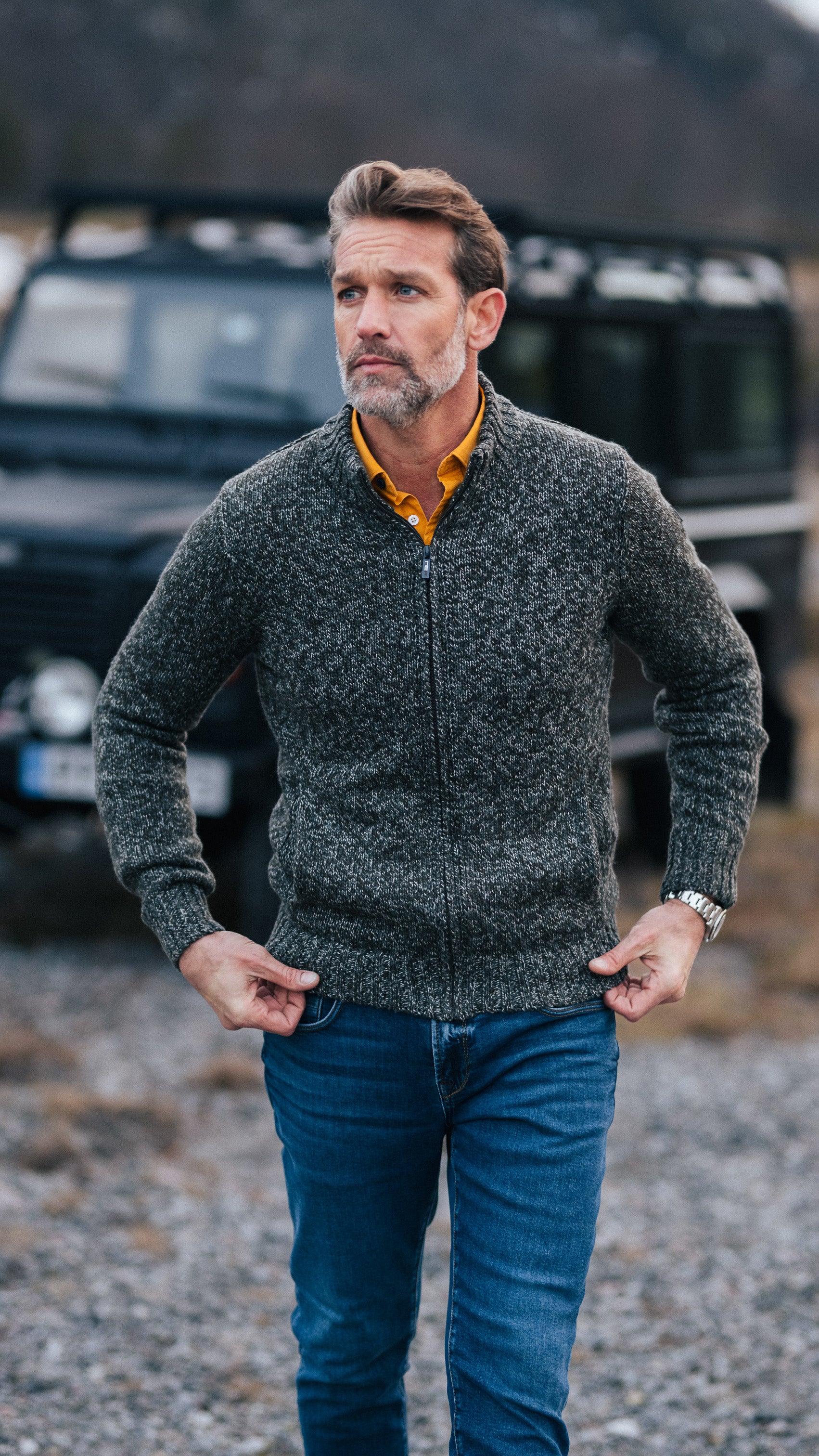 Mottled gray wool cardigan - Ash Grey | NZA New Zealand Auckland