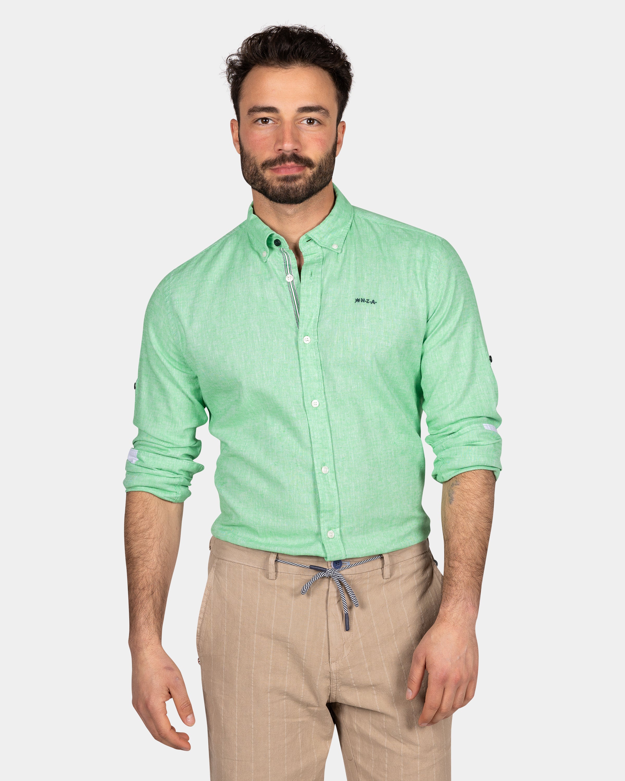 Chemise Homme Slim Fit Vert D'eau - Marque Vestiaires Principauté Cannoise - Neuf Avec étiquettes Taille L
