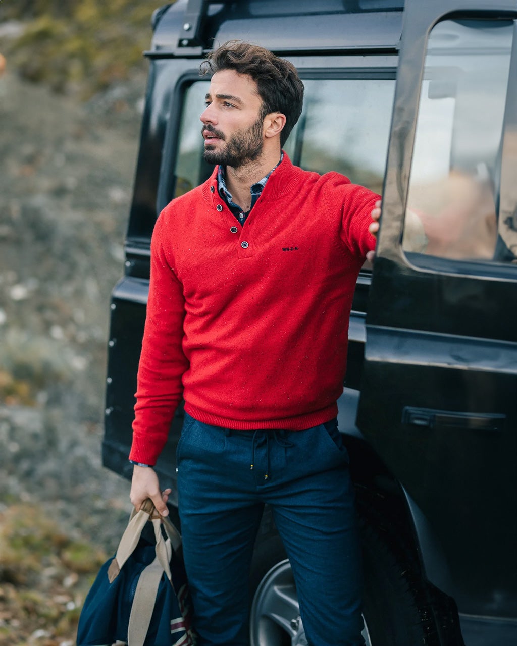 Red sweater with buttons - Reef Red | NZA New Zealand Auckland