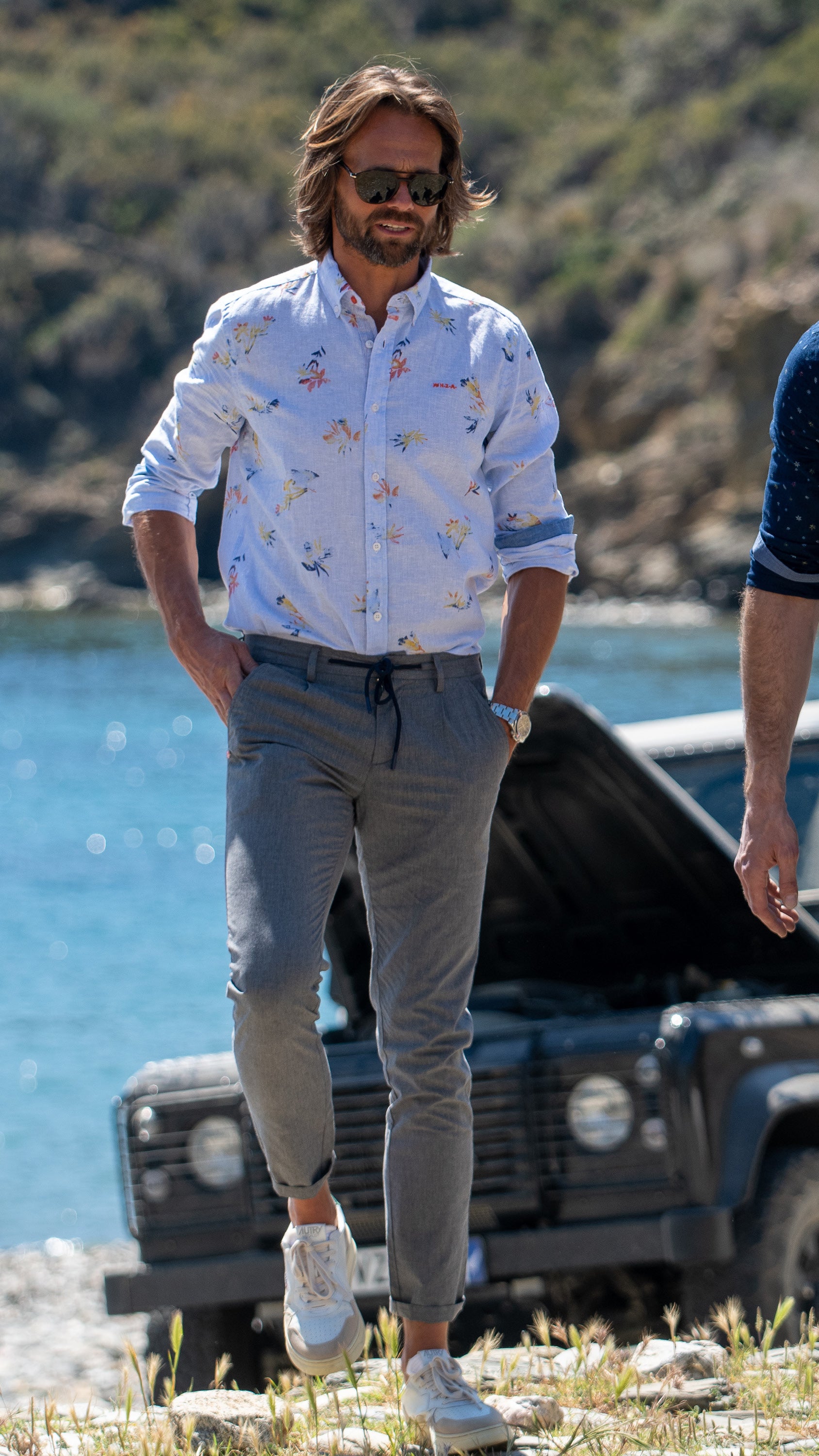Linen shirt with flower print - Rhythm Blue | NZA New