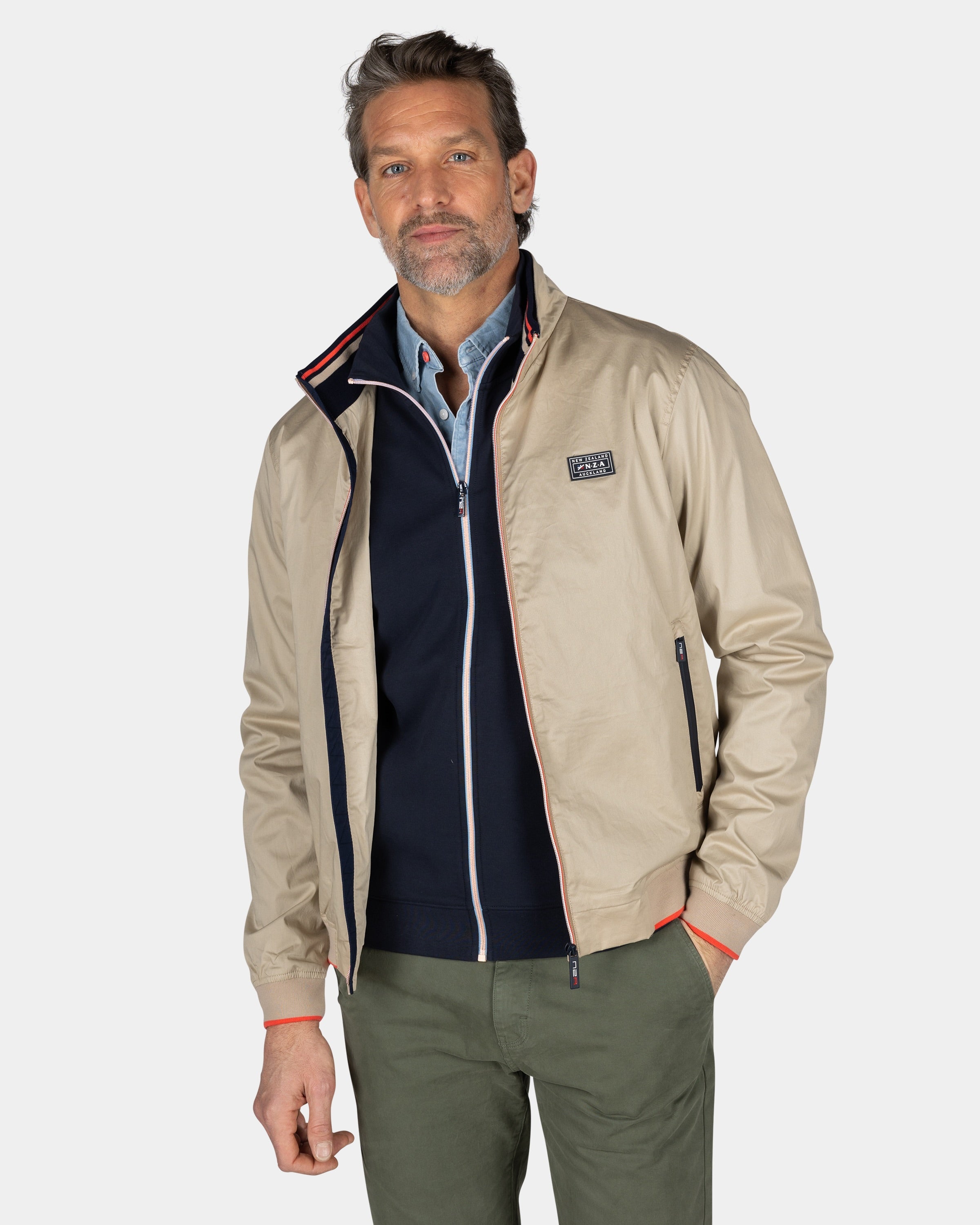 Cotton beige bomber jacket | NZA New Zealand Auckland