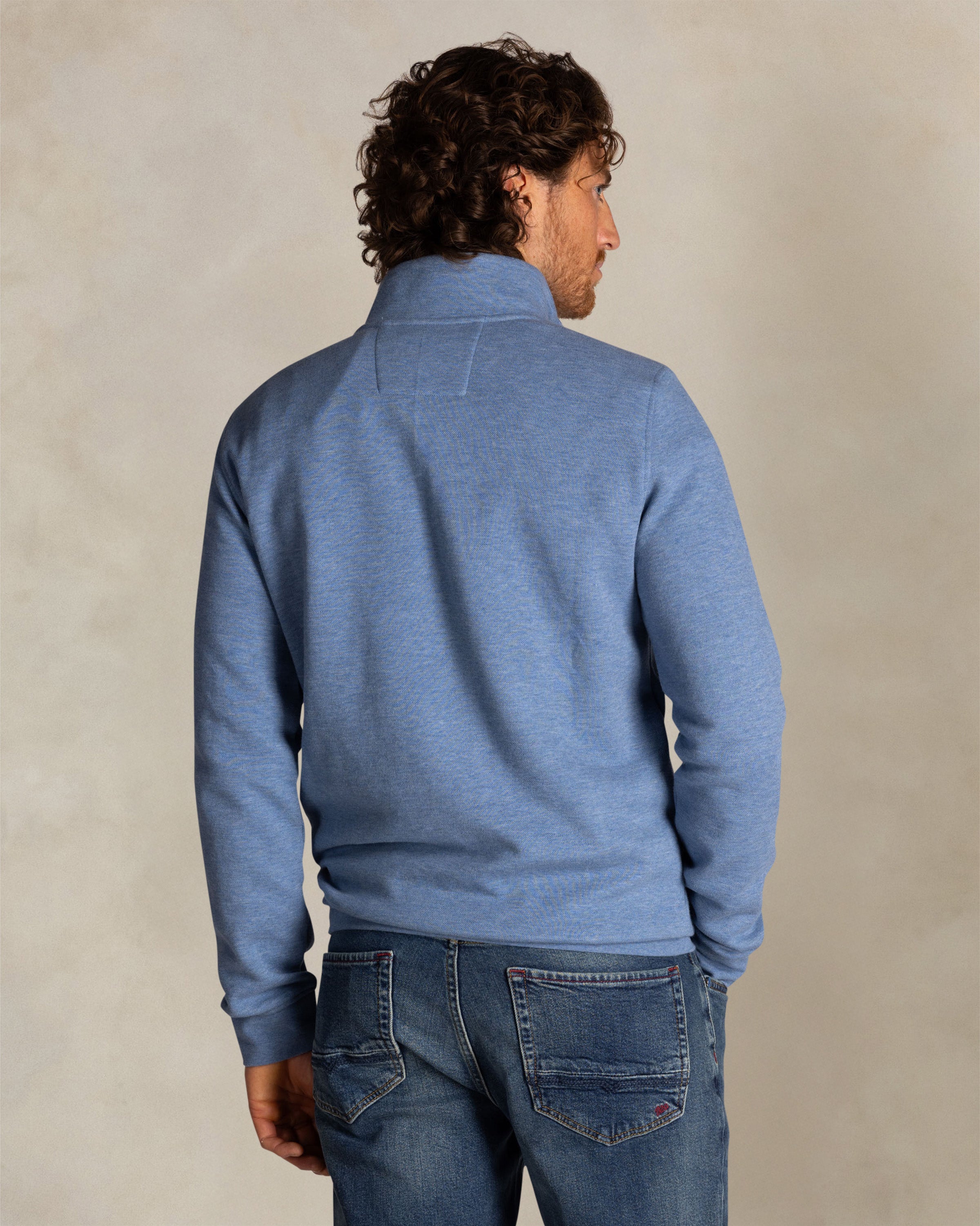 Blue cotton half zip sweatshirt | NZA New Zealand Auckland