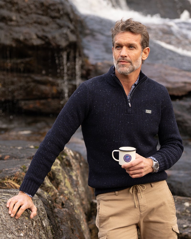 Blue wool half zip knit | NZA New Zealand Auckland