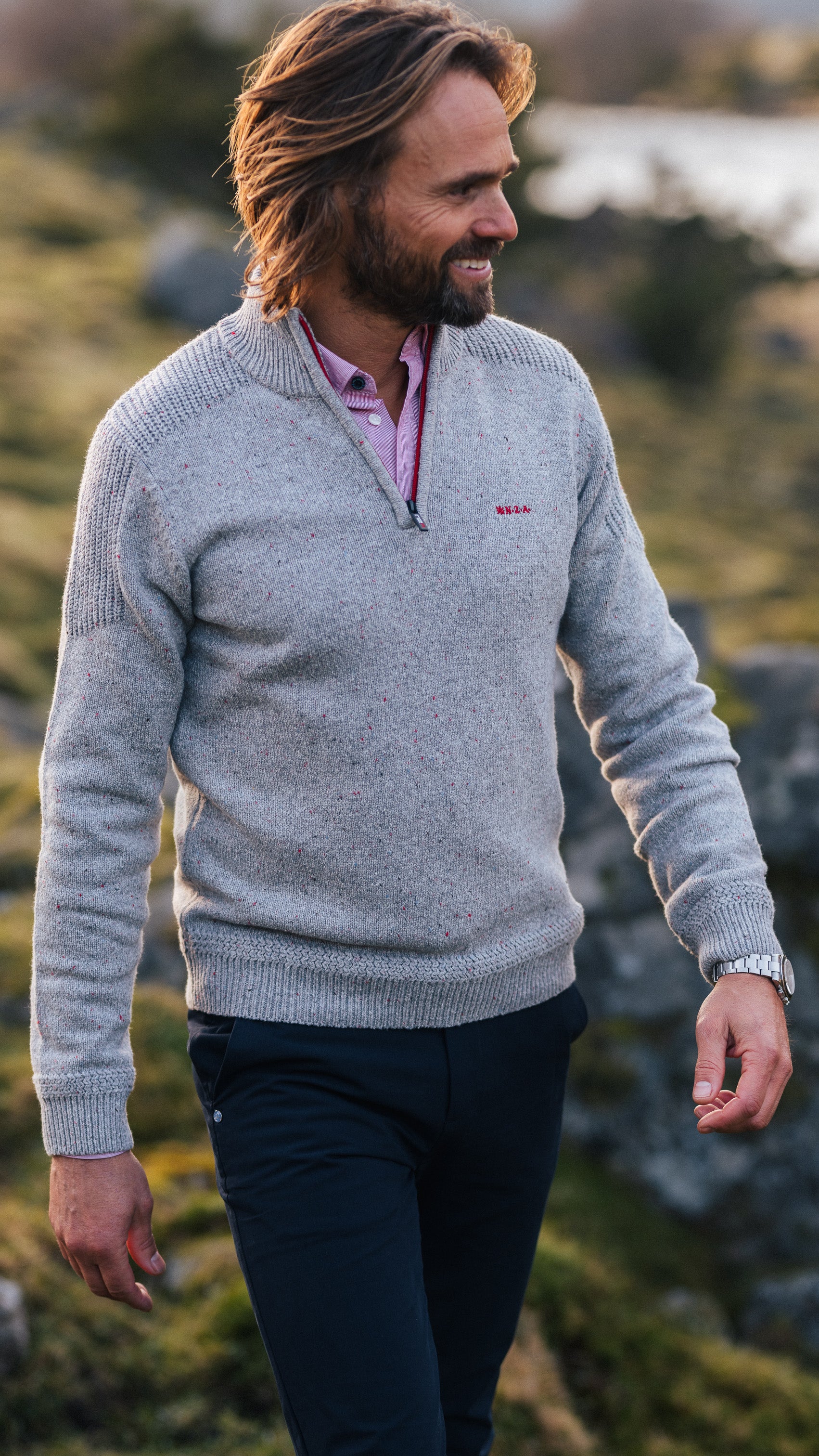 Grijze pullover met halve rits - Grey Melange | NZA New Zealand