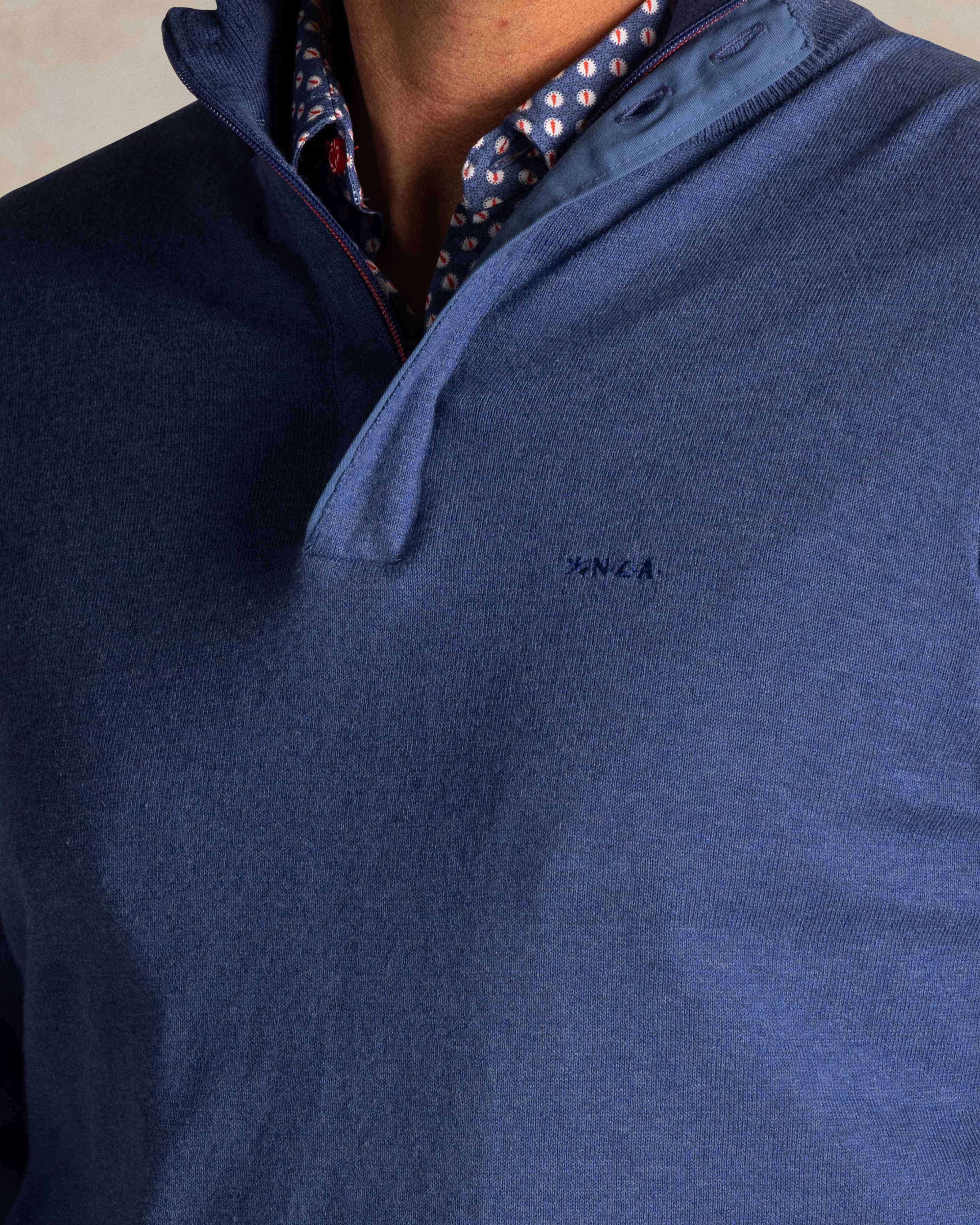 Blauwe katoenen quarter zip trui | NZA New Zealand Auckland