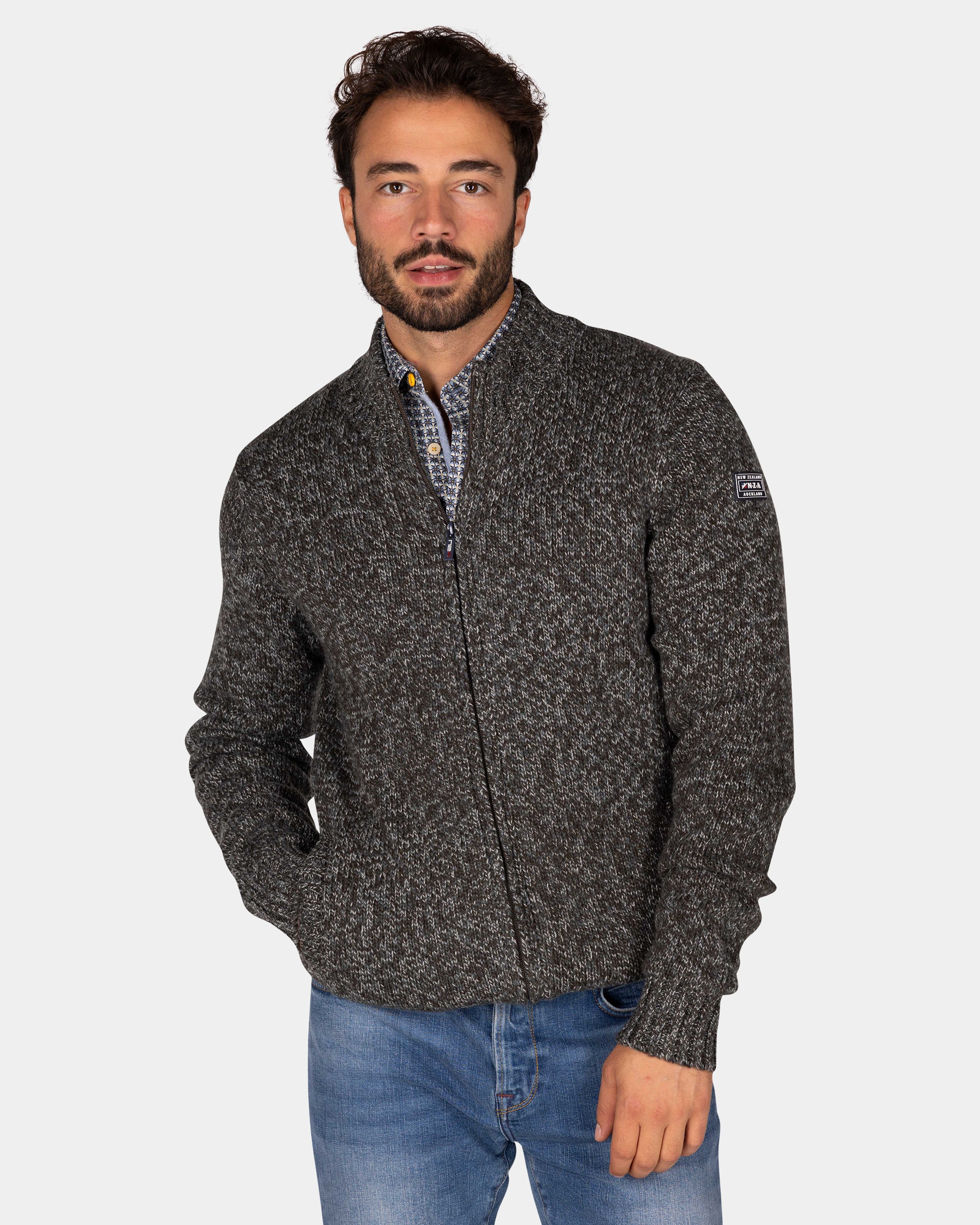 Mottled gray wool cardigan - Ash Grey | NZA New Zealand Auckland