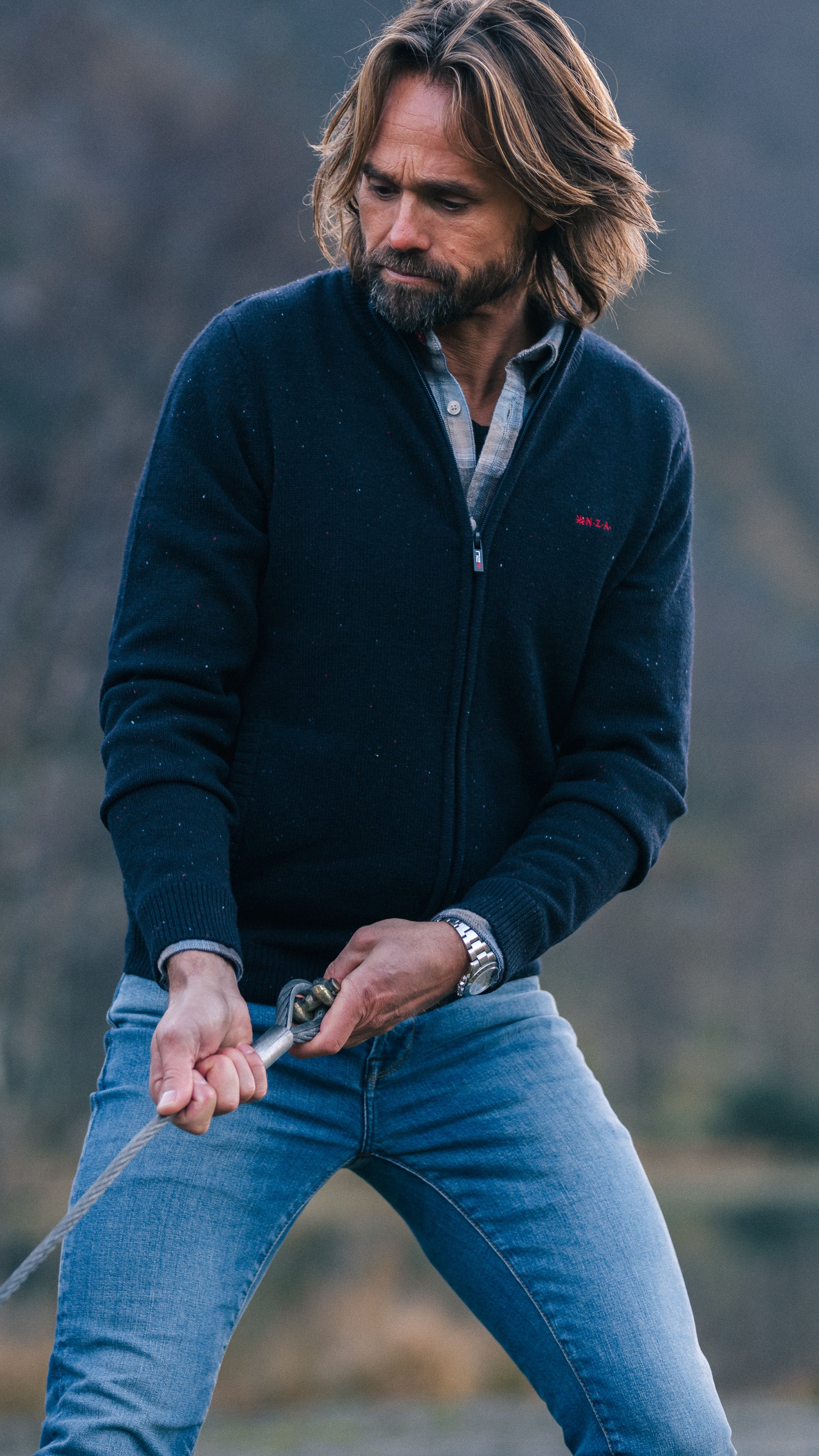 Dark blue wool cardigan - Winter Navy | NZA New Zealand Auckland