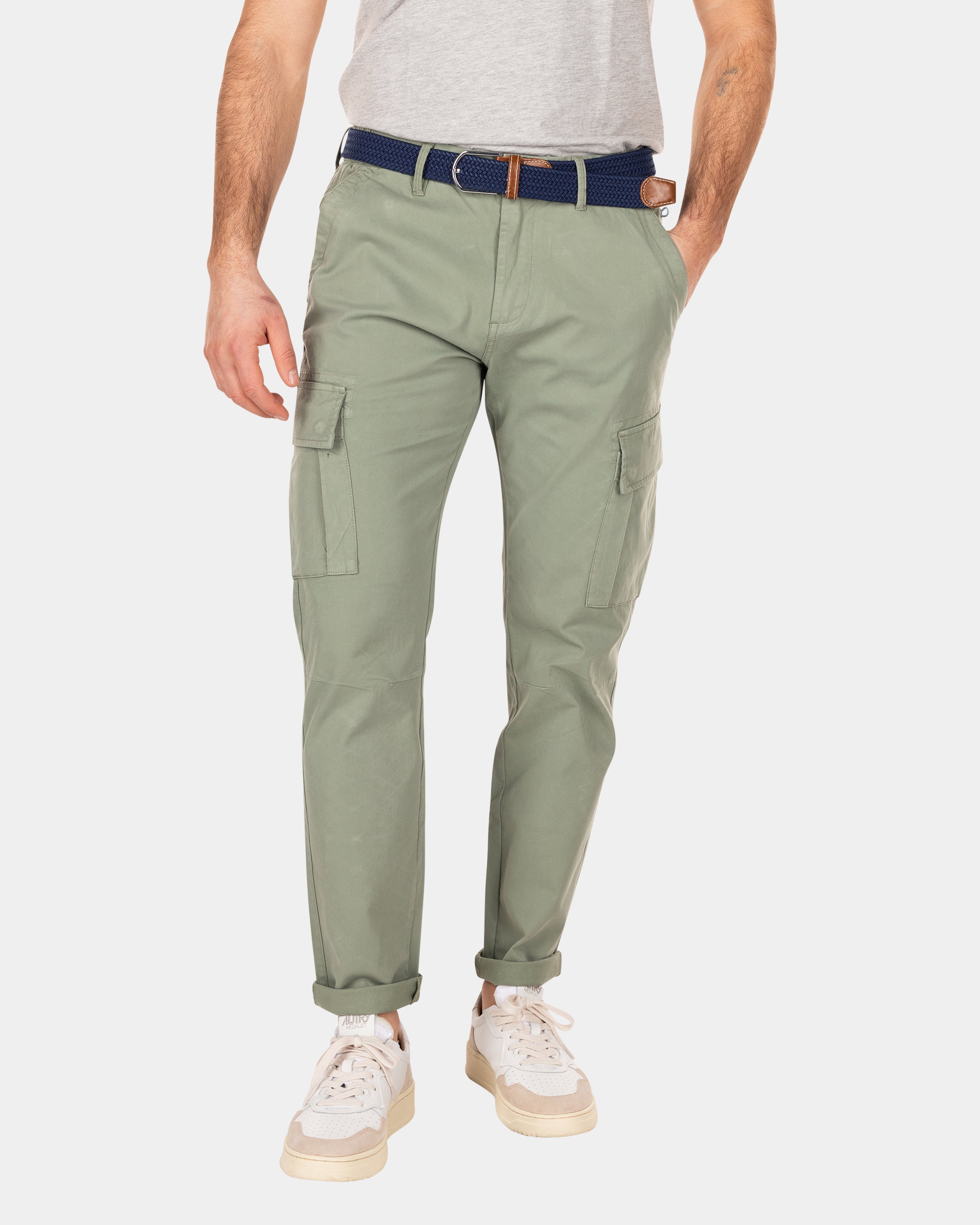 PITTMAN Darius Cargobroek voor heren, katoenen cargobroek, cargo jogger, groen (Deep Lichen Green 180312), 28W x 32L