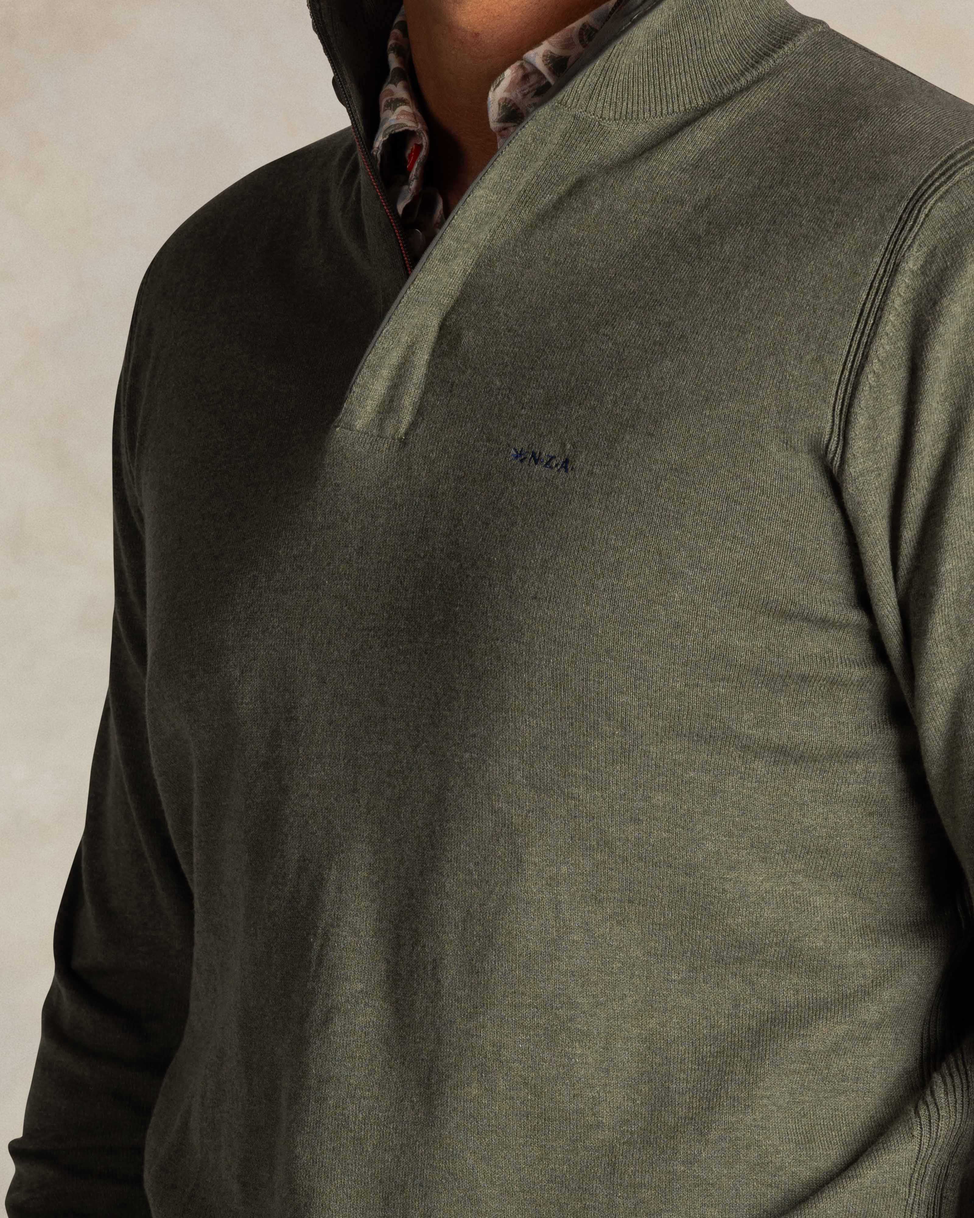 Groene katoenen quarter zip trui | NZA New Zealand Auckland