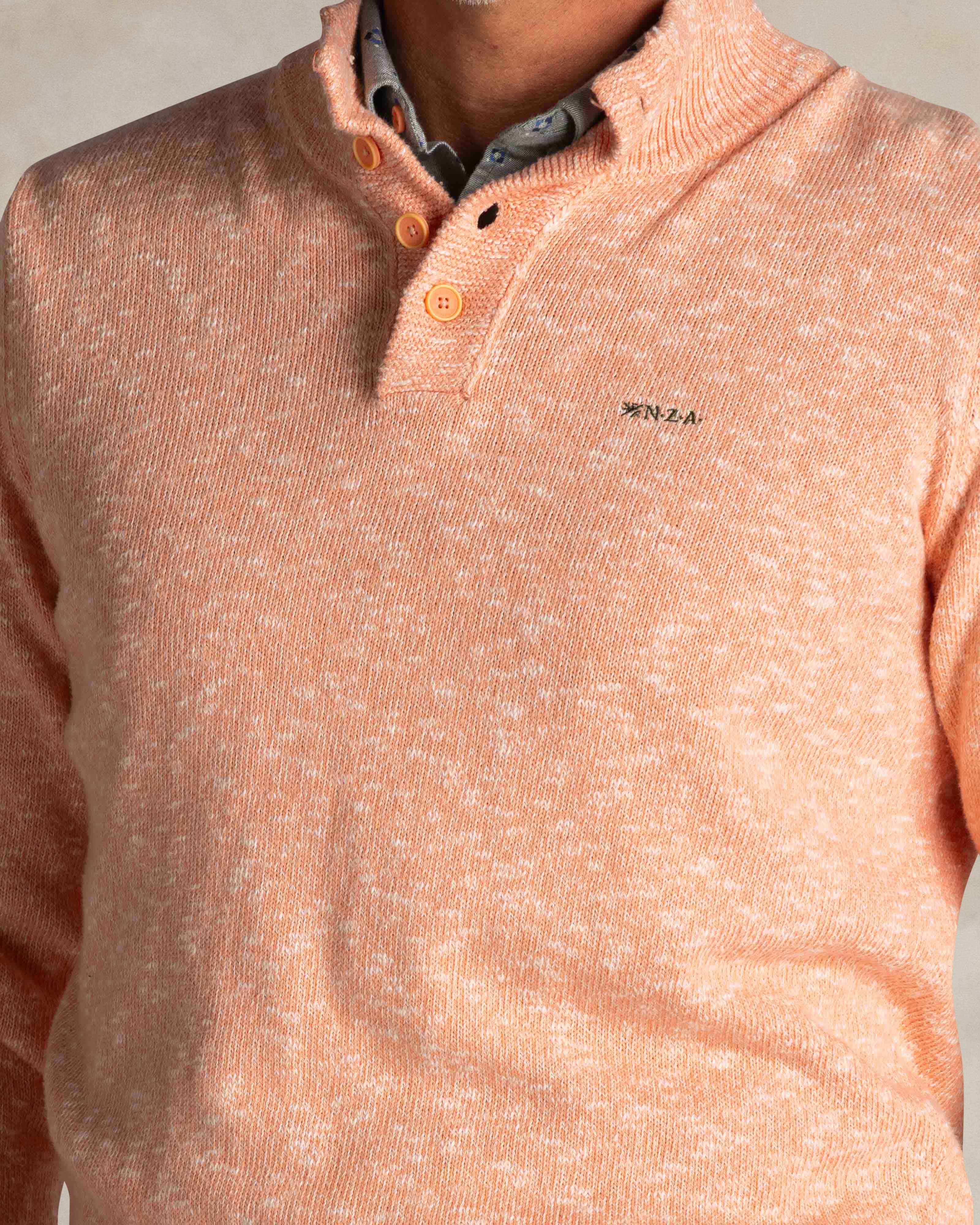 Koraal oranje katoenen quarter zip trui | NZA New Zealand Auckland