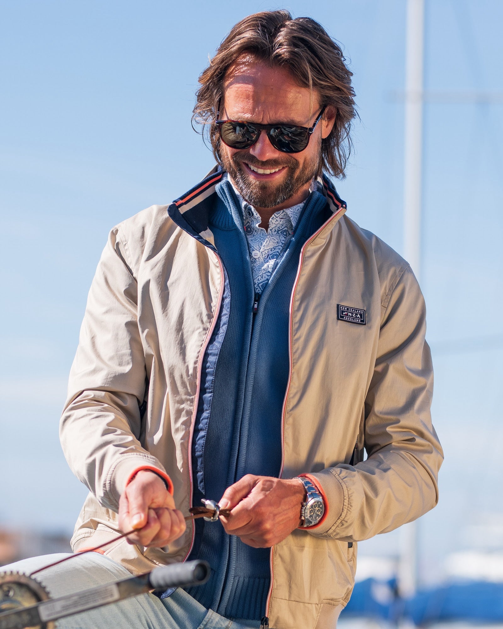 Cotton beige bomber jacket | NZA New Zealand Auckland Cotton beige bomber jacket | NZA New Zealand Auckland