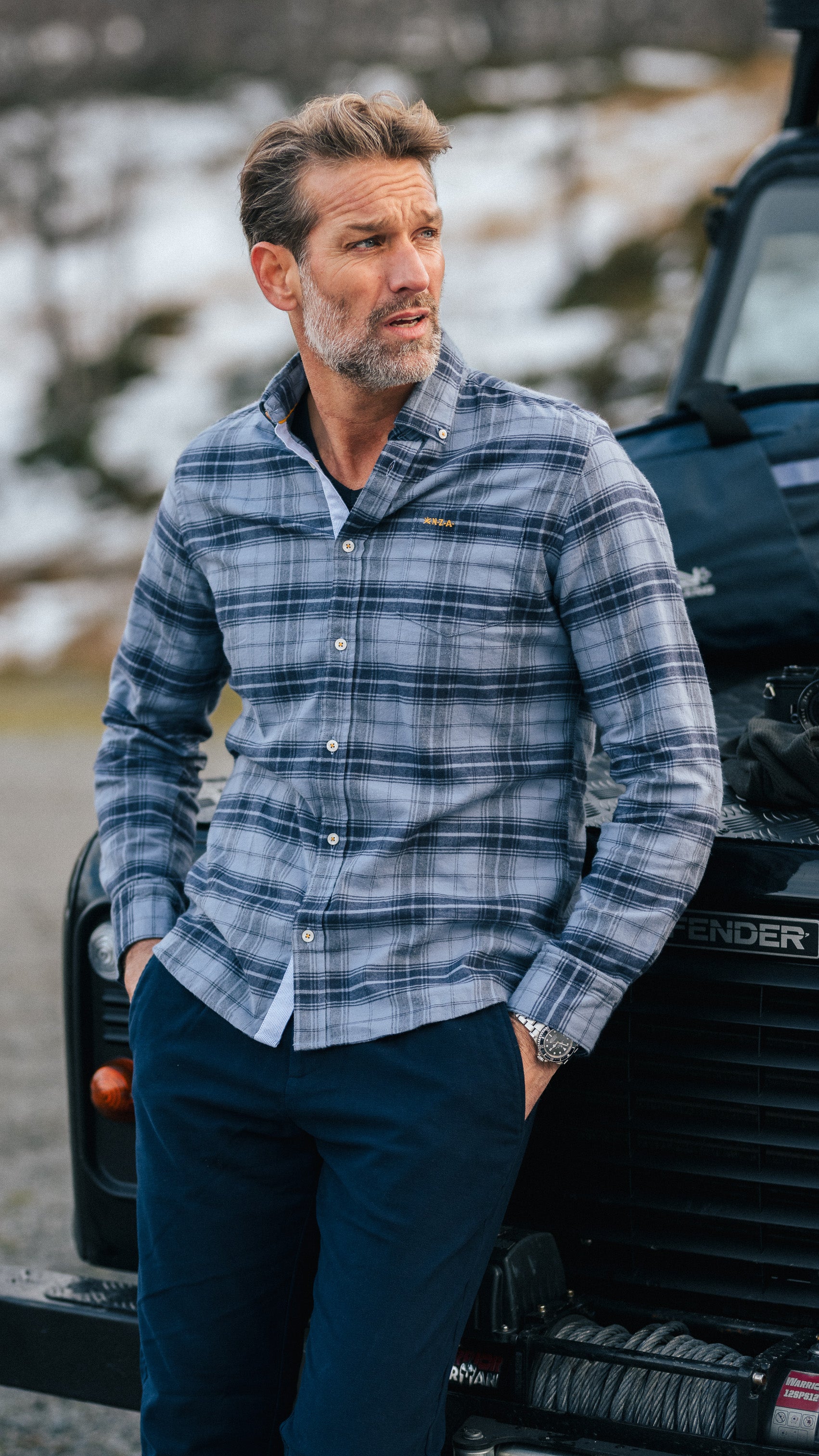 Flannel checkered shirt blue - Mineral Blue | NZA New Zealand Auckland