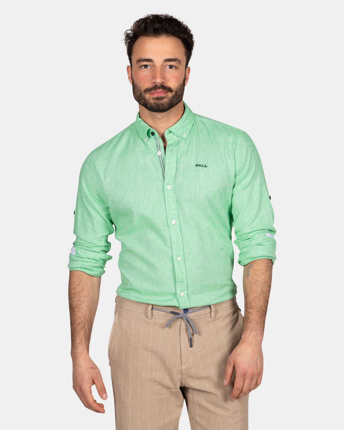 Felgekleurd effen overhemd  - Fresh  Green