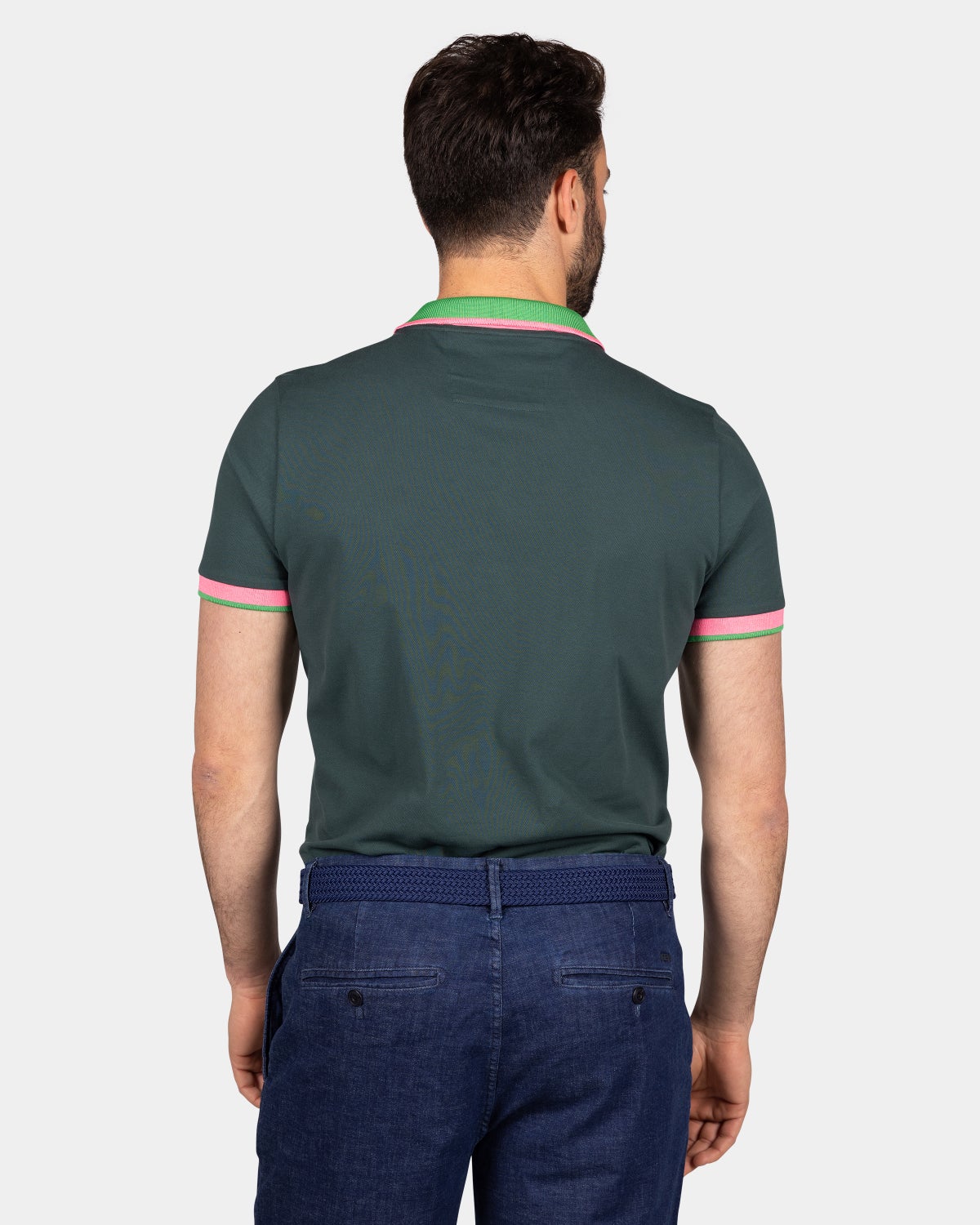 Plain poloshirt with accent colored collar - Classic Green